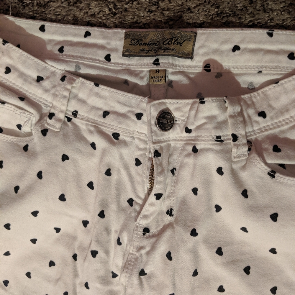 White pants with hearts